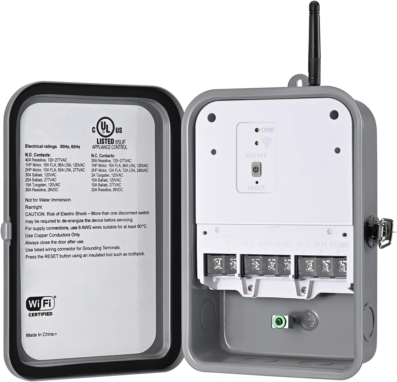 DEWENWILS Outdoor Smart Wi-Fi Outlet Box, Heavy Duty 40A 120-277 VAC 2HP Wireless Controller Timer Switch for Pool Water Heater SPA, Compatible with Smart Phone, Alexa, Google Assistant, UL Listed