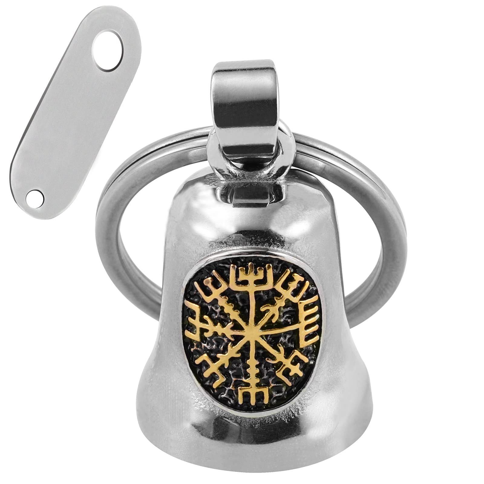 Motorcycle Viking Bell - Motorcycle Angel Bell for Men and Women, Motorcycle Accessories (Black Silver)