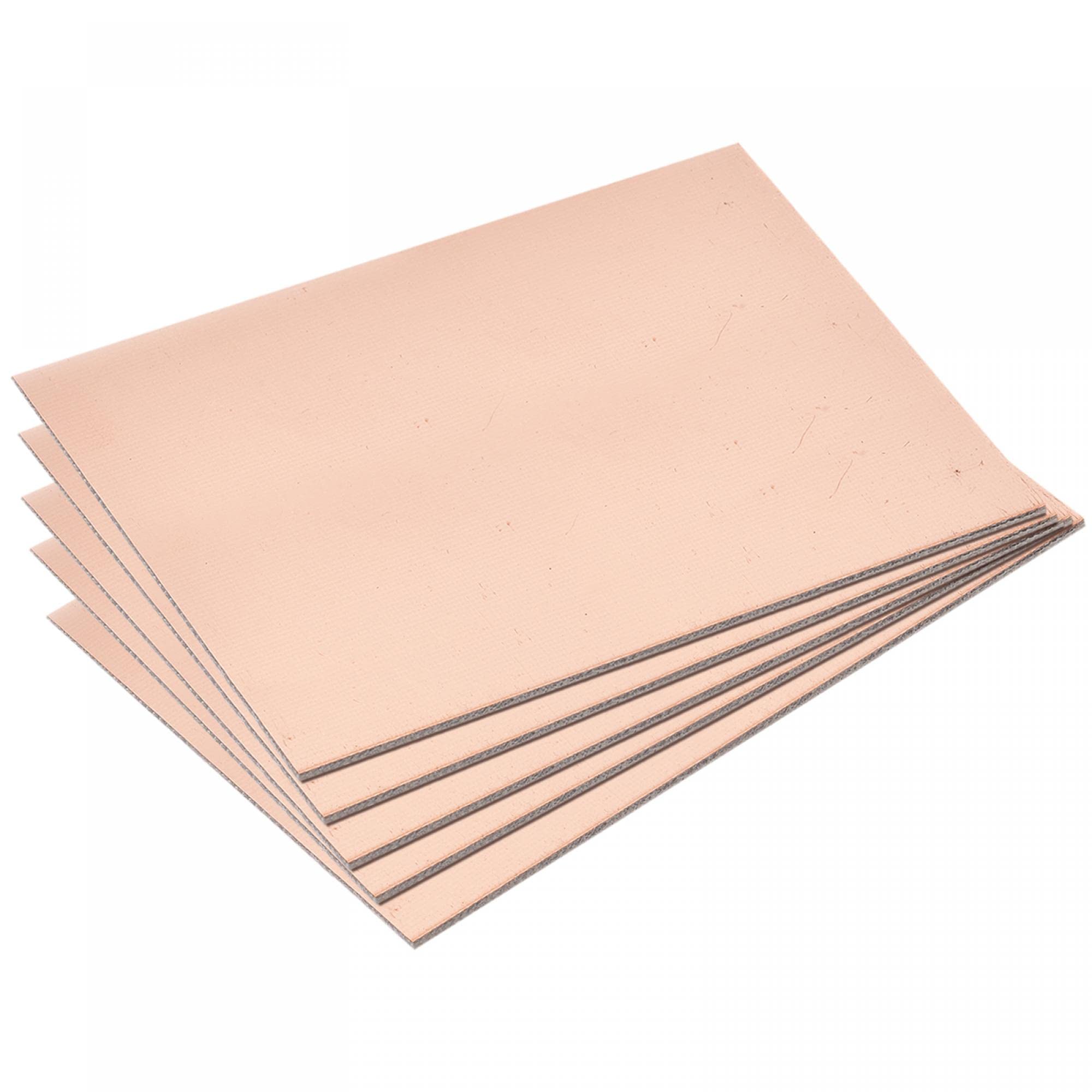 sourcing map PCB Copper Clad Board Laminate 100mm x 70mm x 1mm FR4 Glass Fiber Single-Sided for Circuit Projects, Pack of 5