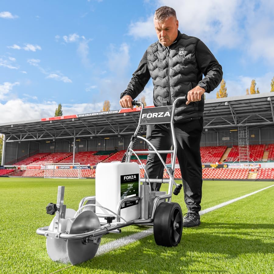 FORZA Grass Pitch Line Marking Paint [Pro & Stadium+] | 2.64GL - 27lbs | Pour & Go Formula for Spray & Robot Machines – Quick Dry, Weather Resistant White Lines – Pack of 1, 3, 5 (1, Pro)