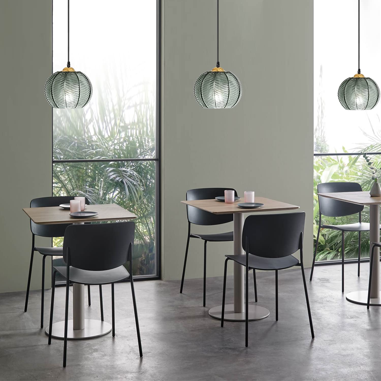 Genérico Lámpara Colte De Cristal De Estilo Industrial, Cable Ajustable, Casquillo E27, Pantalla Gruesa con Luz Suave, Ideal para Salón Y Dormitorio (One)
