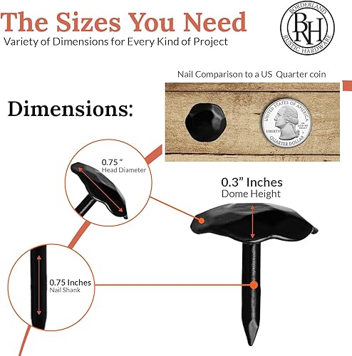 Miniatura 4 de Paquete de 50 clavos pequeños de 0.75 pulgadas, clavos decorativos, sujetadores de persiana, tachuelas de uñas decorativas para persianas de