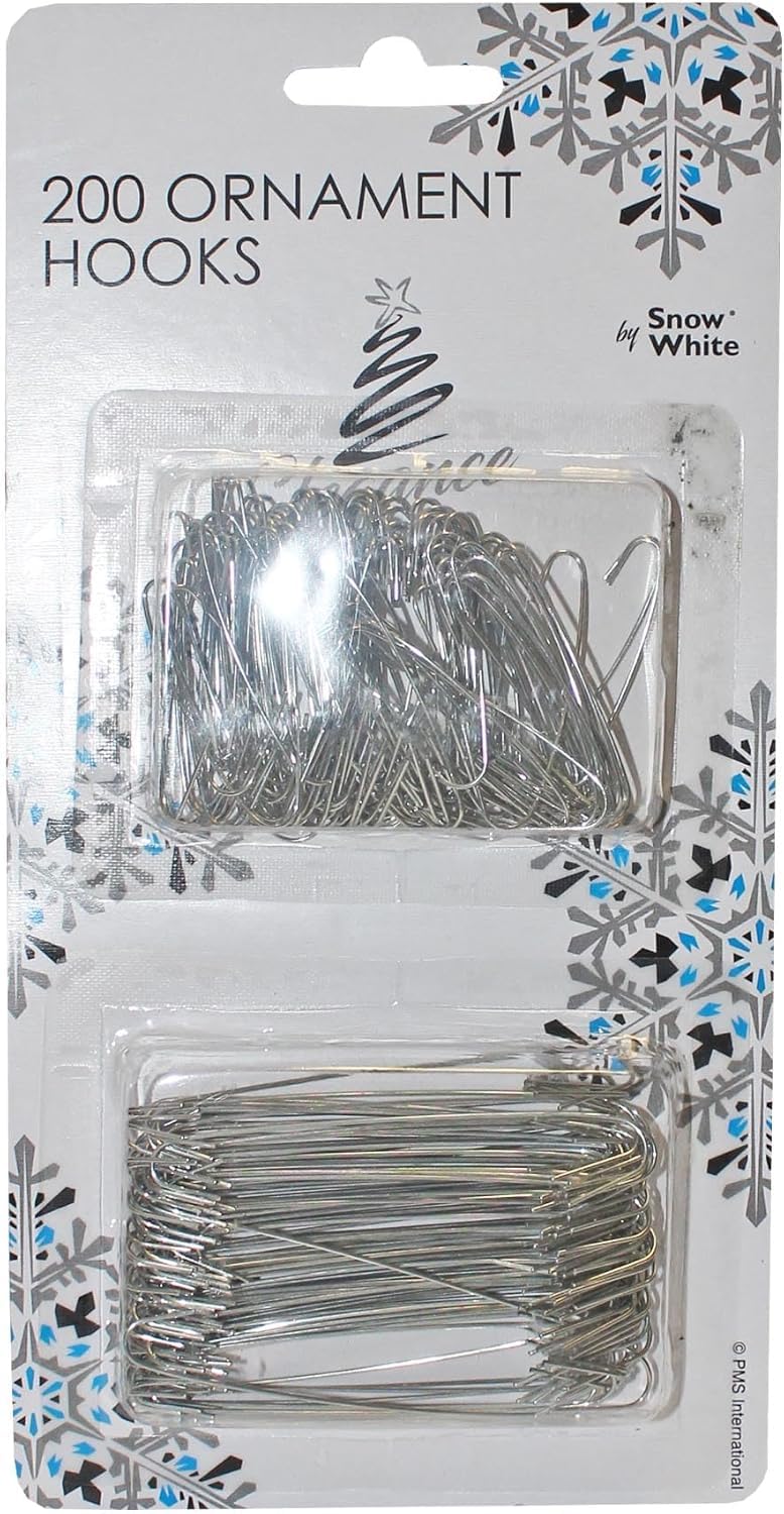 Skyte Silver 200 Christmas Tree Hooks Ornament Bauble - Multi-Purpose Hooks 200X Easy Fix Bauble Hooks For Christmas Party Decorations, Hangers Flexible Metal Wire Xmas Tree Ornaments Décor