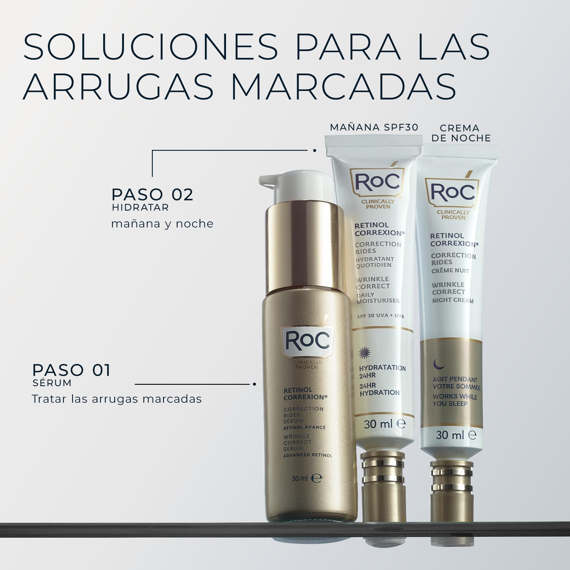 RoC Corrección de Retinol Wrinkle Corrext Crema de Noche, 30 ml