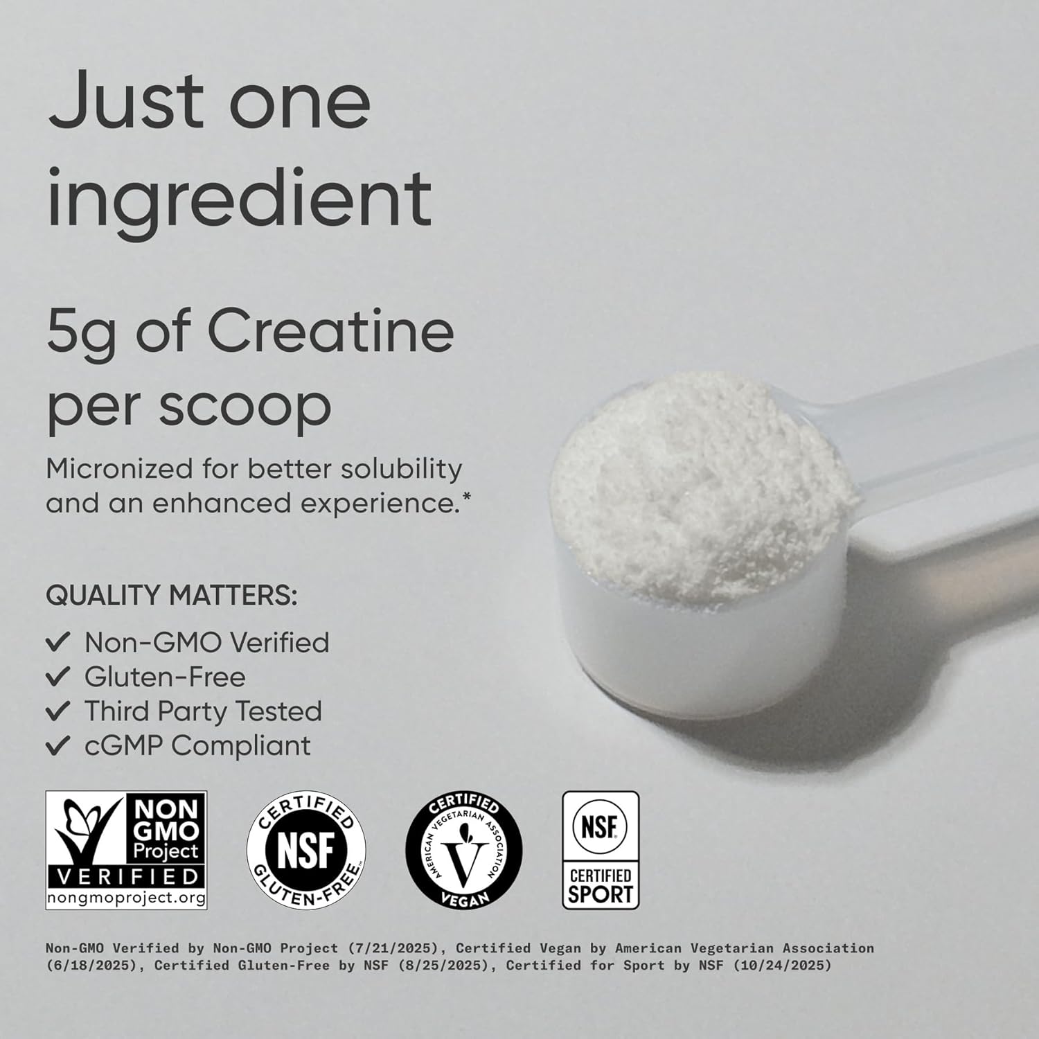 Sports Research® Creatine Monohydrate Powder w/Creapure® - Gain Lean Muscle, Improve Performance, & Support Workout Recovery* - 5g German Creatine · NSF Sport · Easy Mixing - 90 Servings (Unflavored)