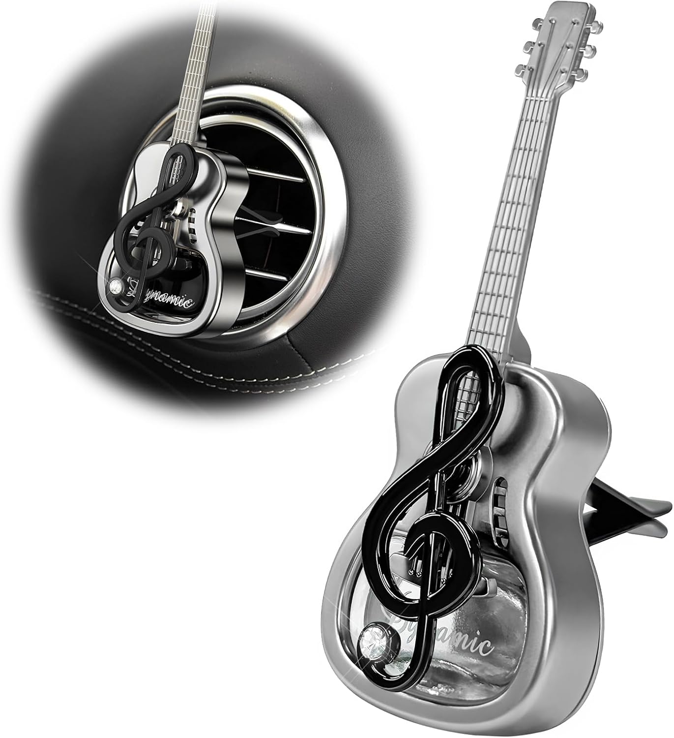 Car Air Freshener Vent Clip, Empty Guitar-Shaped Aromatherapy Diffuser Automobile Dashboard Ornament, Unscented Car Air Conditioner Clip Cute Rotating Decoration for Women Men (Blue)