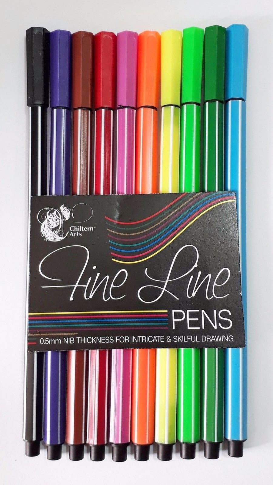 Chiltern Wove - Fine Line Pens 0.5mm Nib 10 Mixed Colours