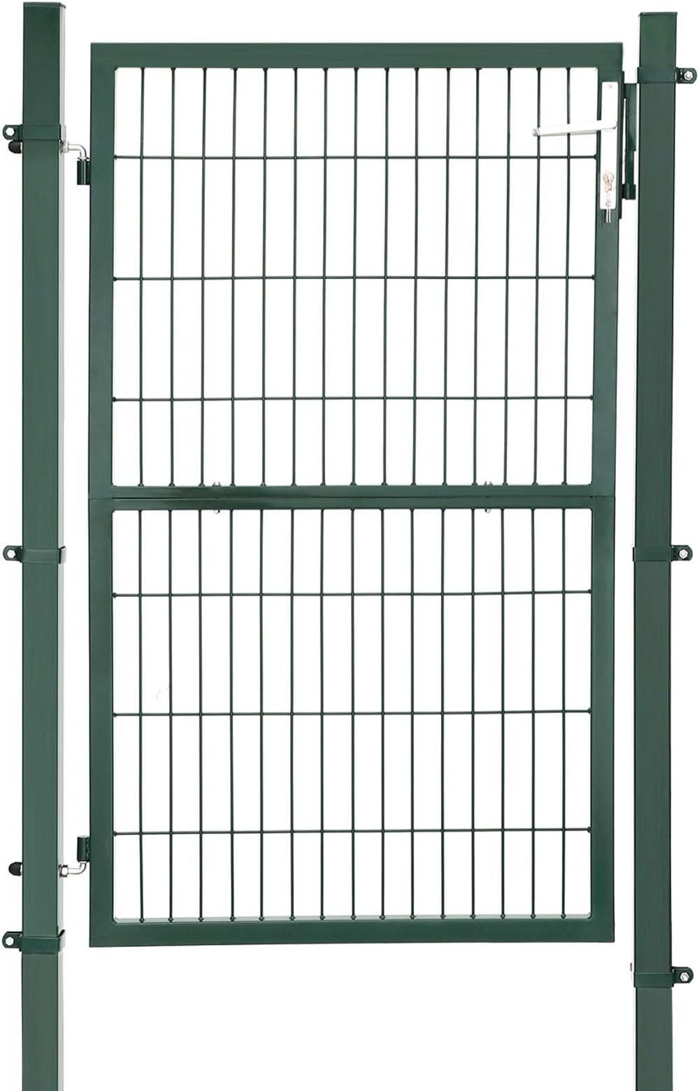 FOREHOGAR Recinzione da giardino in metallo con cancello, 71,1 cm (altezza) x 3,6 m (L), 1 cancello + 4 pannelli recinzione antiruggine per cani, senza scavo, recinzione da giardino per cortile