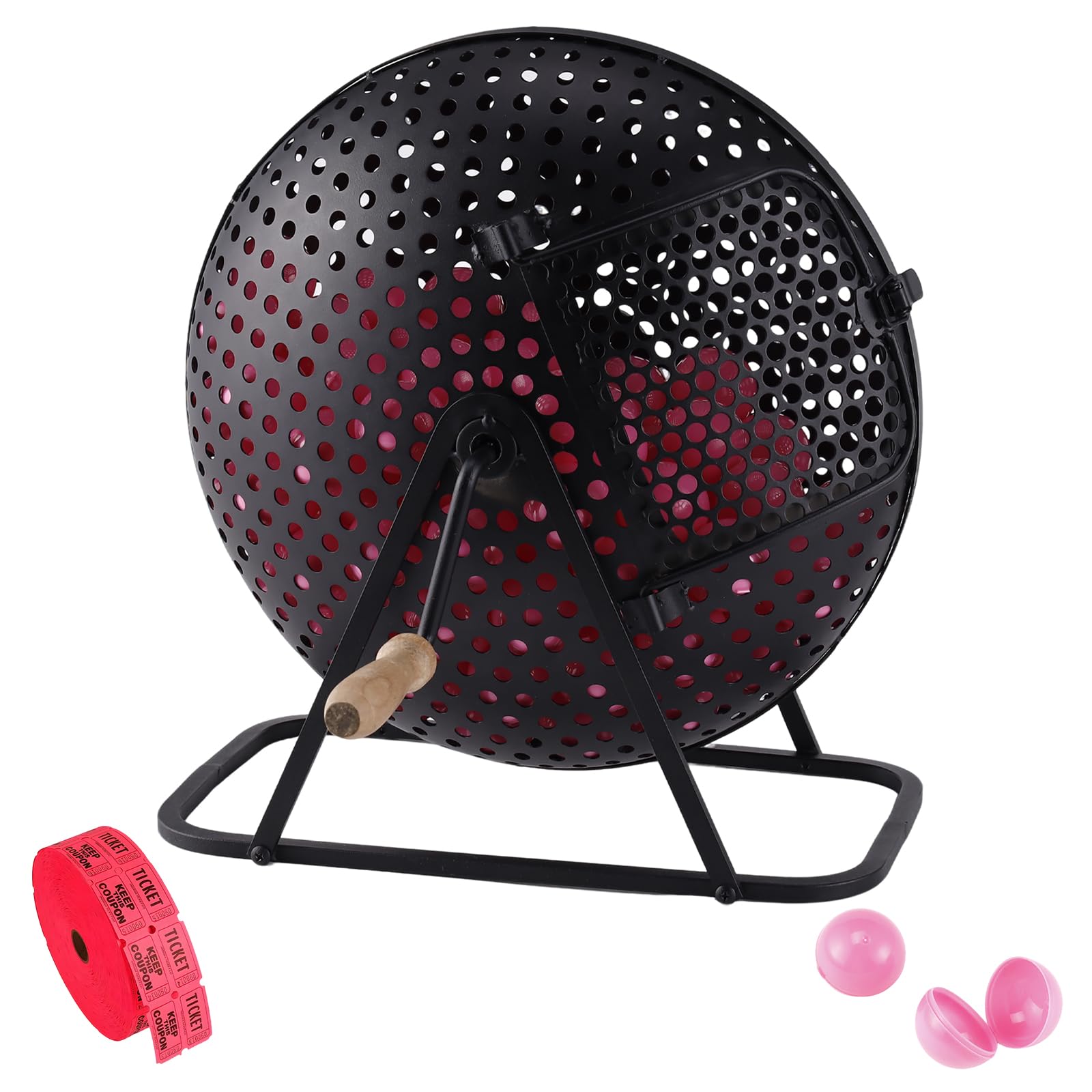 Photo 1 of Raffle Drum, Heavy Duty Raffle Ticket Spinner Cage with Turning Handle, Metal Raffle Ticket Drum with 50 Raffle Balls & 200 Raffle Ticket for Games