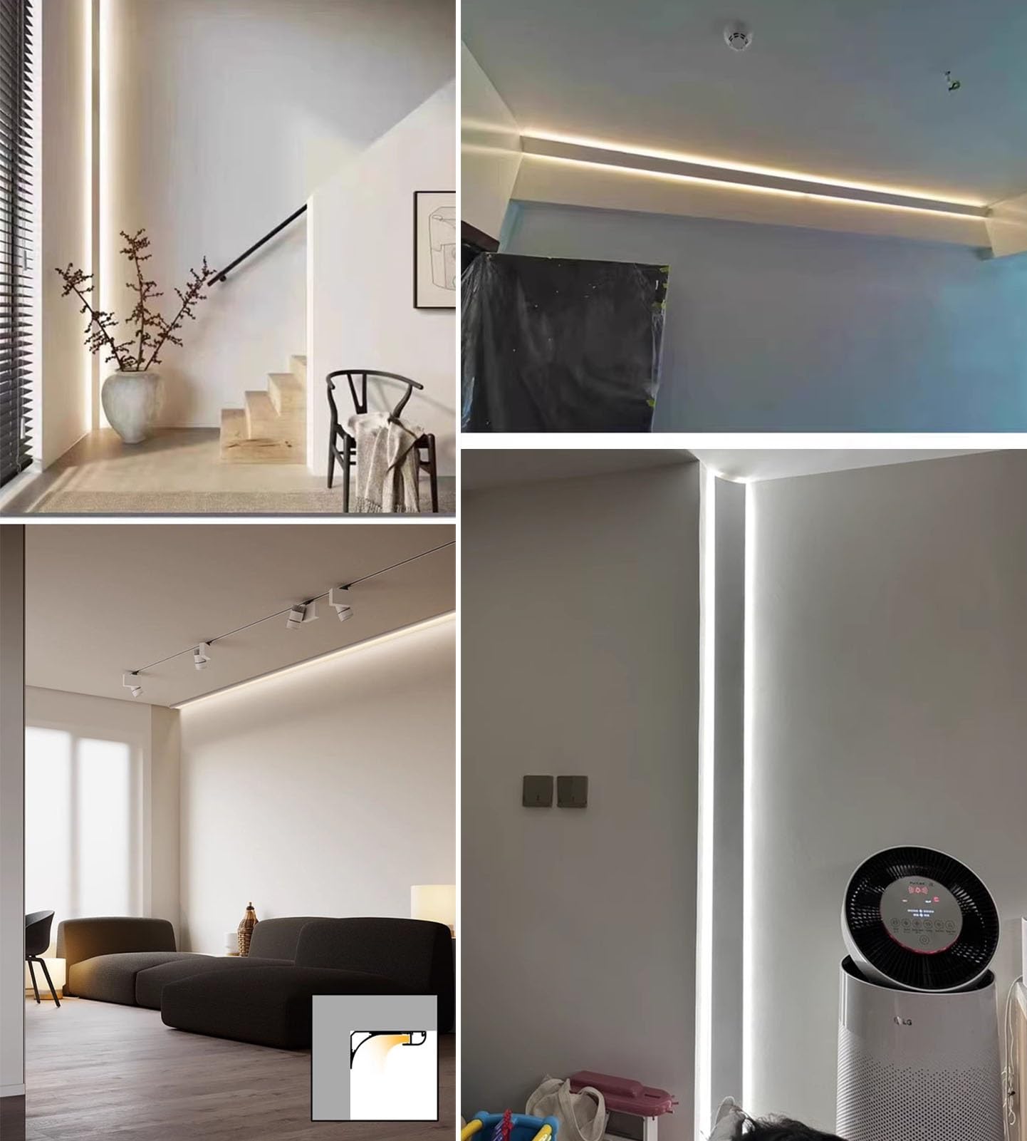 Oracra Crown Moulding Crown Molding for Led Strip Lights, Baseboard Lighting Aluminum Channel Profile for Ceiling/Wall Corner, Led Skirting Diffuser Channel Trim(2.6m(8.5ft))