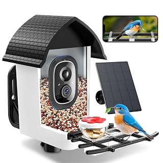 Bird Feeder with Camera - 2K HD Live View, AI Identification & Instant Alerts, Weatherproof for Outdoors, 2.4GHz WiFi Solar Powered Smart Feeder for Bird Lovers - Amazon product rated Grade B