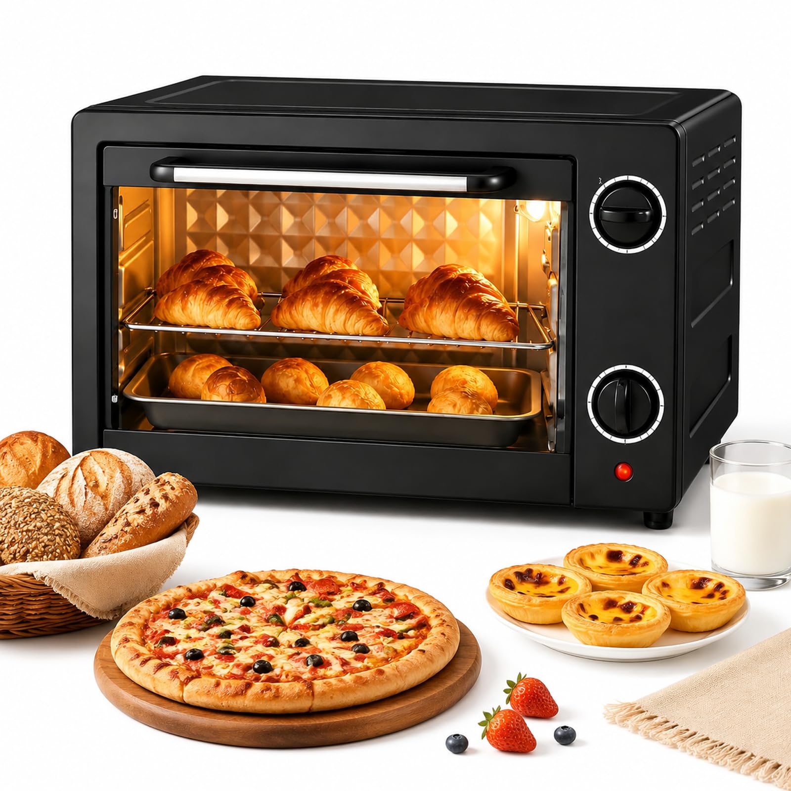 Forno Elettrico Intelligente 22L, Timer da 60 Minuti e 90-230°C