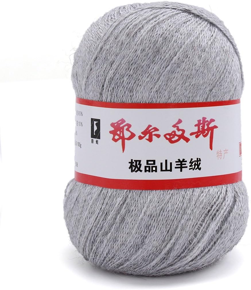 wool knitting yarn - ERDOS Generic 5 x luxurious Cashmere Reiner Mongolian cashmere wool knitting yarn 50g Light gray