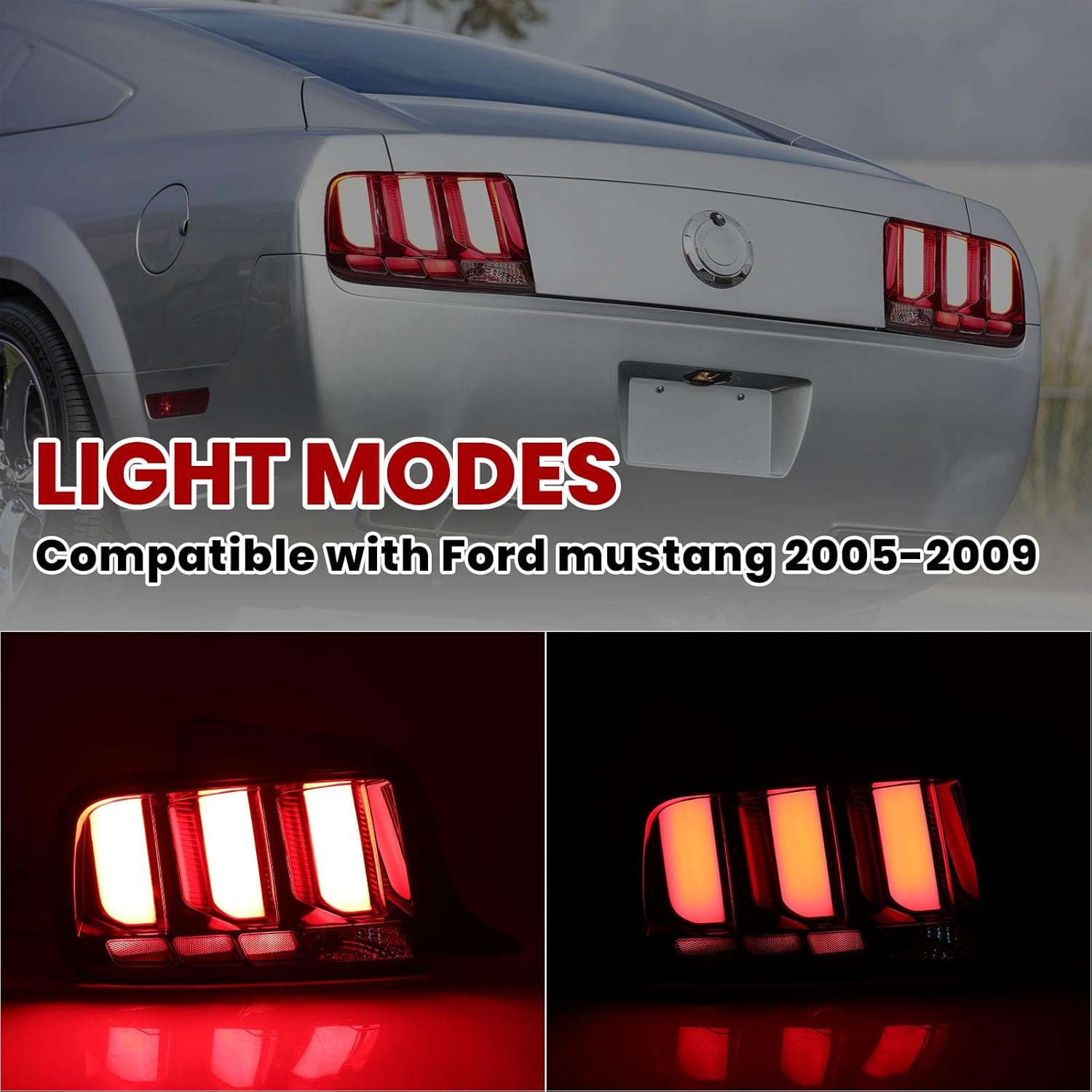 LED Tail Light Rear Lamp For Ford Mustang 2005 2006 2007 2008 2009 Left and Right Side Replaces FO2800191 FO2801191