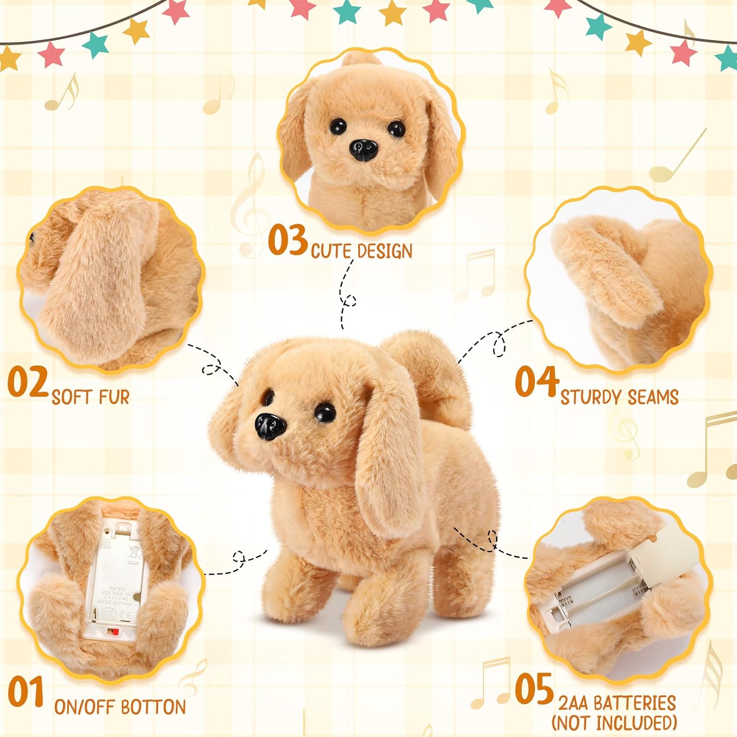 4 Pcs Interactive Dog Toys for Kids Realistic Hopping Dog Plush Electronic Walking Barking and Wagging Tail Puppy Toys for Valentines Day Classroom Kids Birthday Gift
