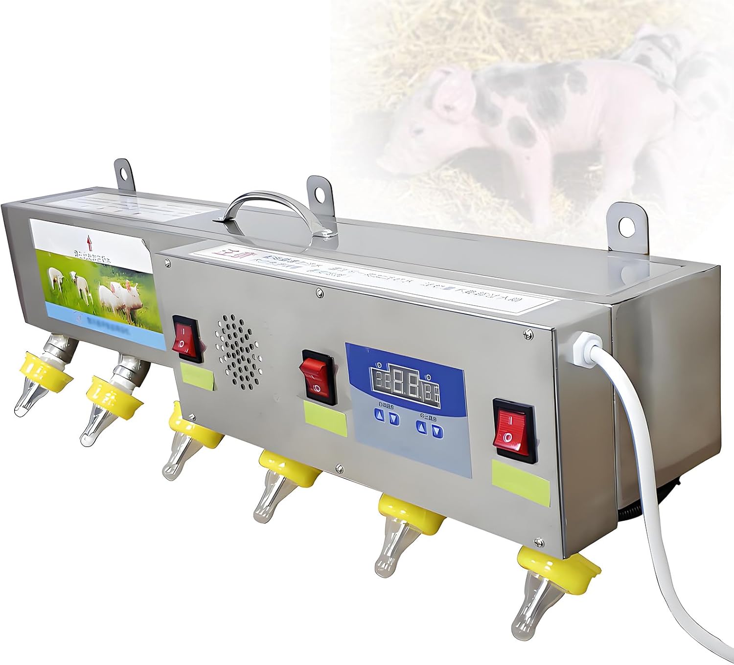 Fully Automatic Nipple Feeders, Stainless Steel Constant Temperature Milk and Water Feeder with Sound Simulation for Piglets and Lambs