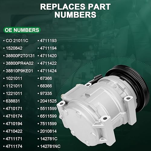 Miniatura 3 de NOTUDE Compresor con embrague para Integra 1990-2001 L4 1.8L Sedánpara Civic 1999-2000 L4 1.6Lpara Ac-ura NSX 3.2L 1997-2005 Compresor de aire