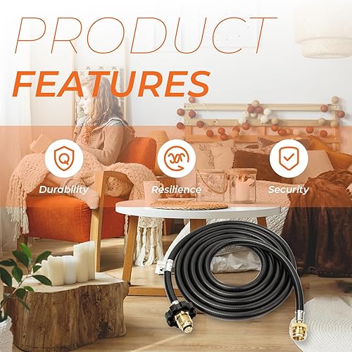 Miniatura 3 de F273704 - Conjunto de manguera de propano de 10 pies compatible con calentador Mr. Heater Big Buddy para interiores y exteriores MH9B MH18B
