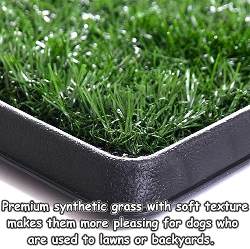 Miniatura 9 de Almohadilla de césped para perros con bandeja, 25 x 20 pulgadas, almohadilla de césped artificial para entrenamiento de cachorros, inodoro portátil