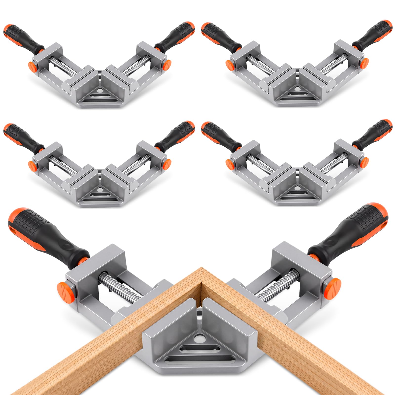 Photo 1 of **ONLY 3 PCS/ MISSING 1**** PullCrease 4 Pcs Double Handle Corner Clamp for Woodworking 90 Degree Right Angle Clamp 2.56 Inch Adjustable Max Opening Aluminum Alloy for Cabinet Frame Drawer Shelf Furniture Assembly