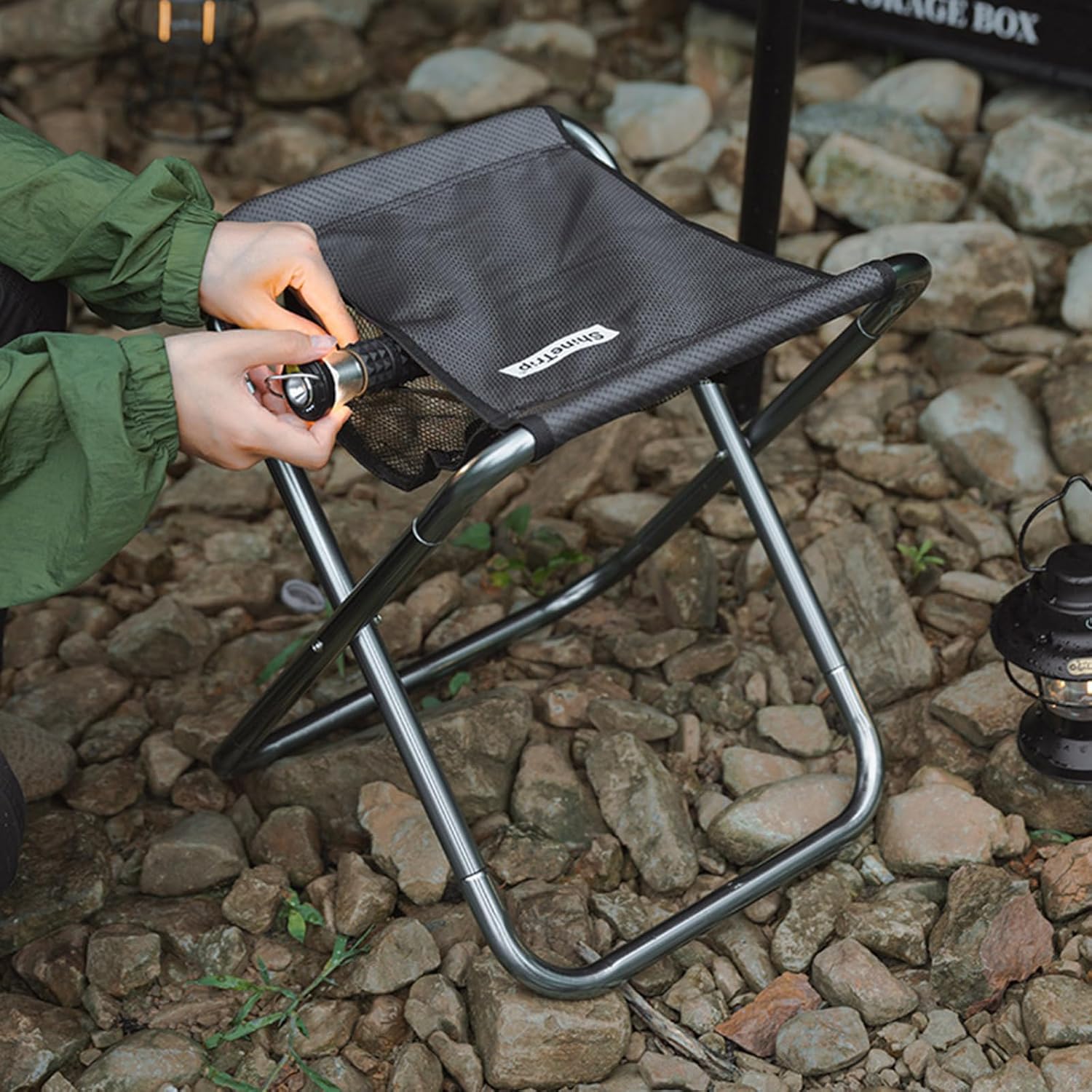 Portable Folding Stool Size Camping Stool Aluminum-Alloy Folding Stool for Travel Hiking Fishing with Carry Bag