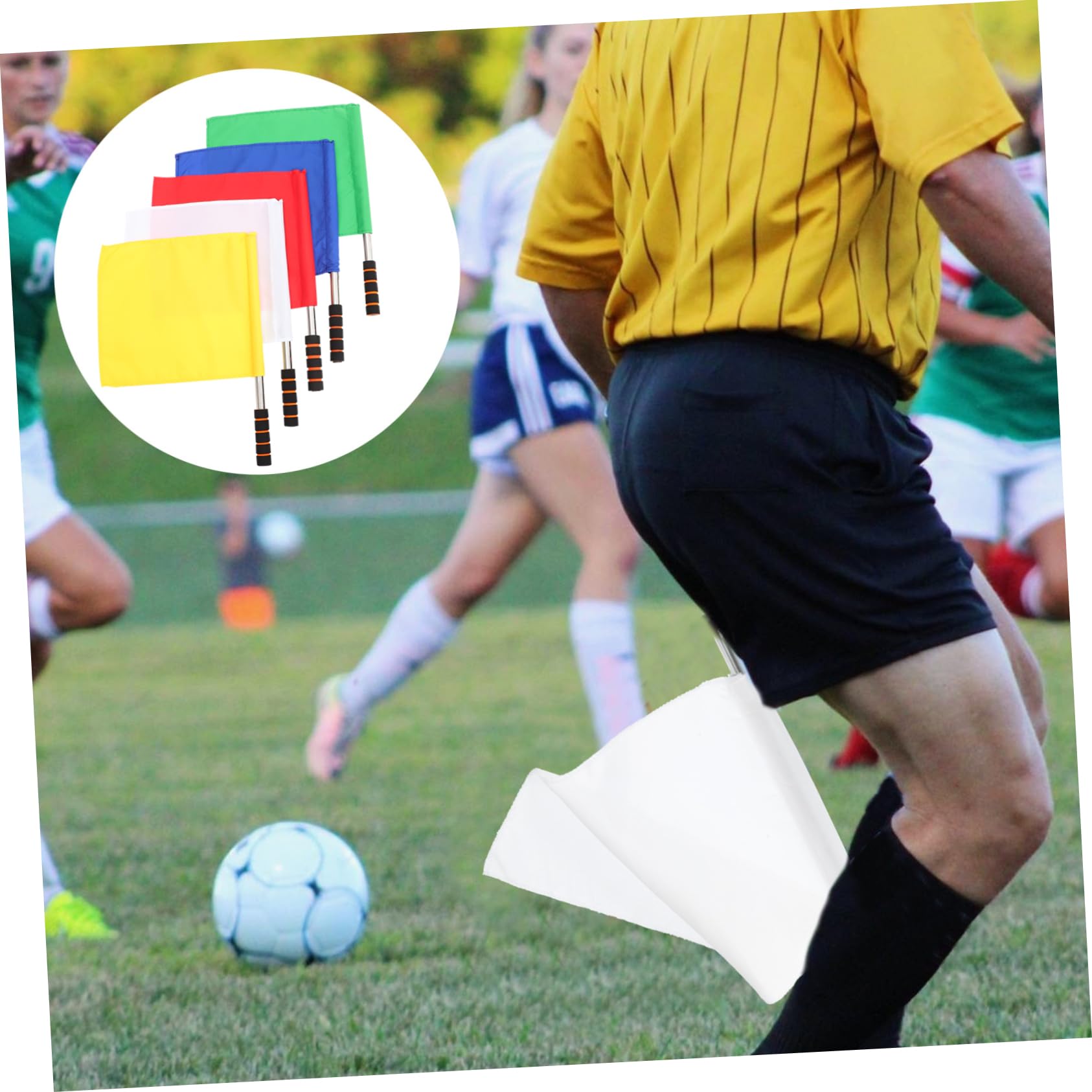 Hemobllo Bandiere Alta Visibilità in Poliestere e Acciaio Inossidabile 10pezzi e Facili da Trasportare Arbitro da Gara per Competizioni Sportive e Calcio