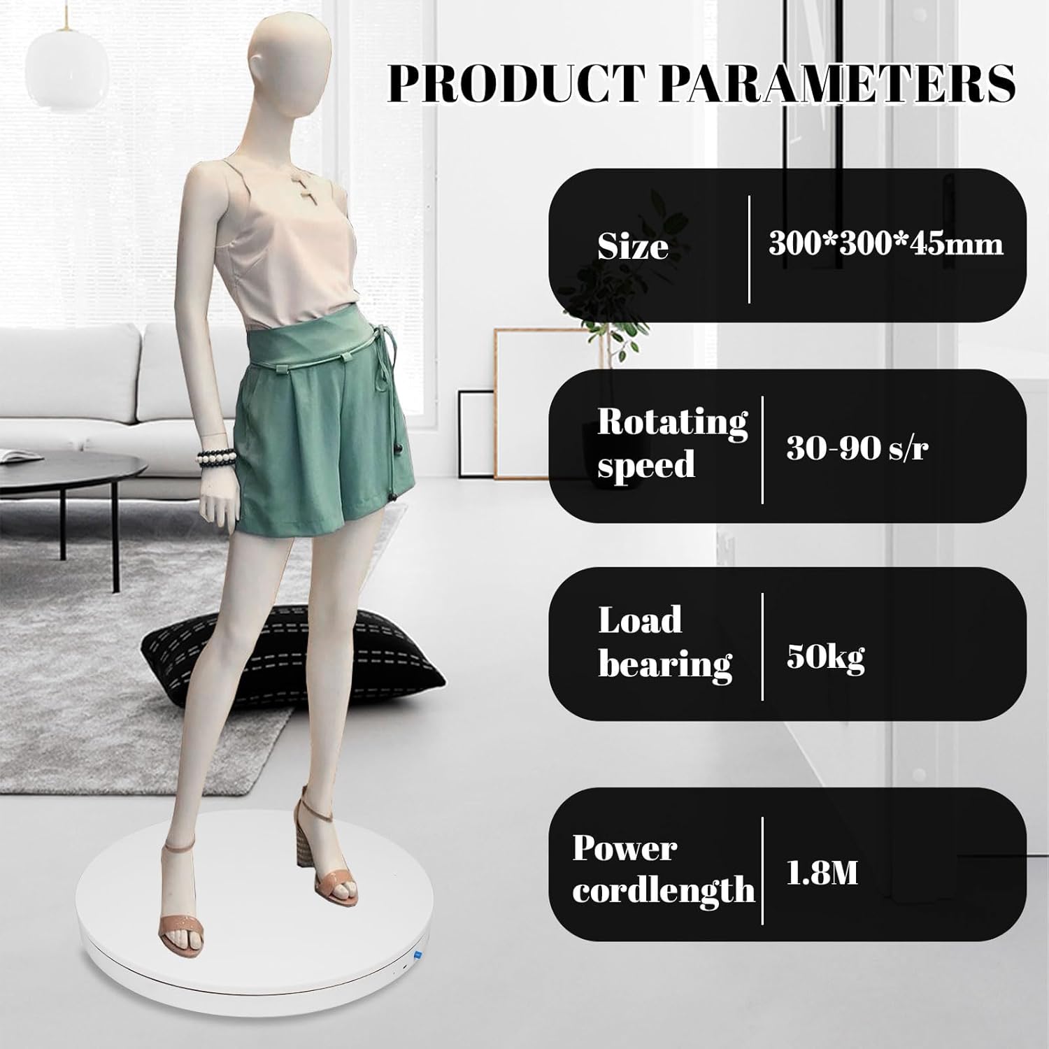 YVV White 11.8in Rotating Display Stand with Remote, USB Powered Adjustable Speed 360 Rotating Turntable, Electric Turntable Display for Product Photography, Jewelry, Models, 66LB Load Capacity