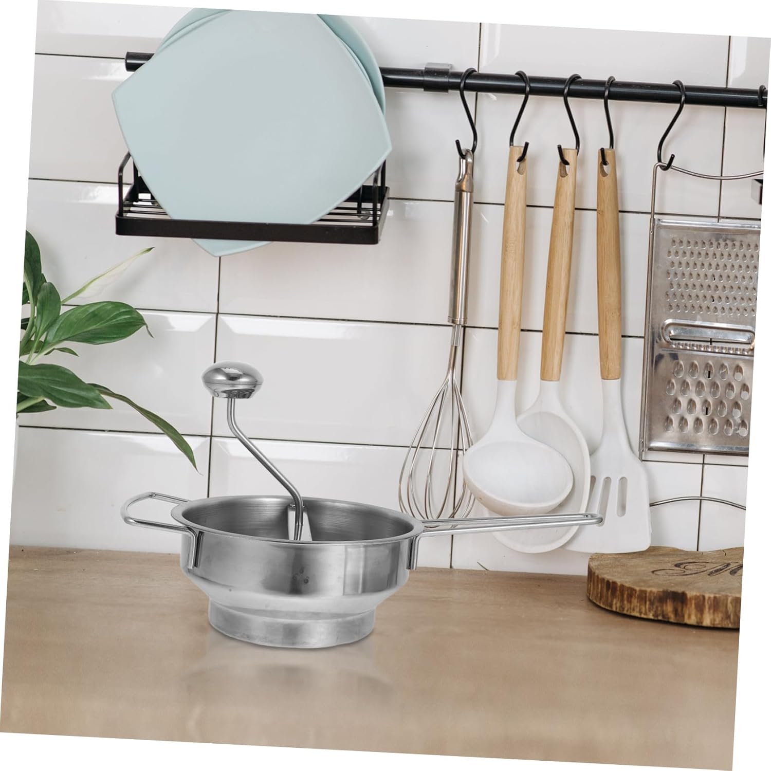 Stainless Steel Potato Ricer Masher with Interchangeable Discs Multipurpose Kitchen Tool for Mashing Potatoes Vegetables Fruits Ergonomic Handle Compact Lightweight Design