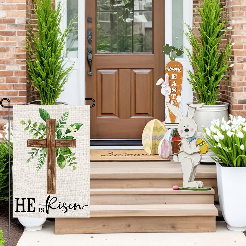 He is Risen Garden Flag 12x18 Inch Double Sided Outside, Easter Christian Religious Sign Burlap Small Flags Yard Outdoor Decoration DF695 - Image 4