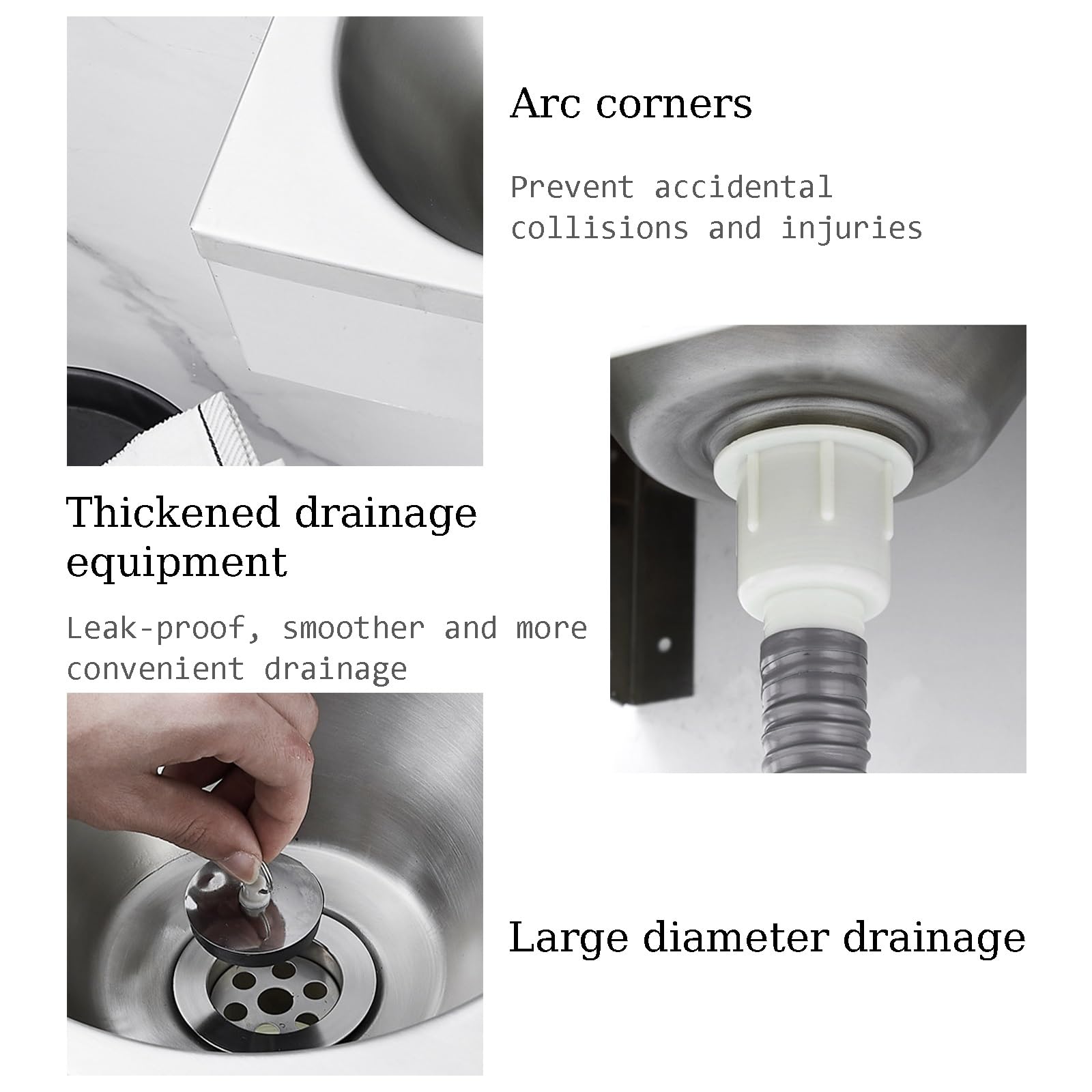 Lavandino Quadrato da Parete for Bagno, Piccolo lavabo in Acciaio Inox for Uso Domestico, for Balcone