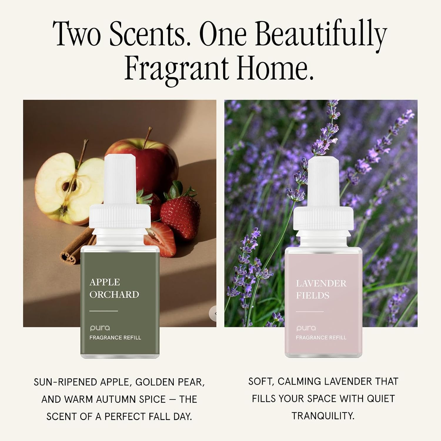 Pura Smart Home Fragrance Device Starter Set - Pura 4 - Scent Diffuser for Home - Includes Fragrance Aroma Diffuser - Square Box, Apple Orchards and Lavender Fields Scent Refills image 3