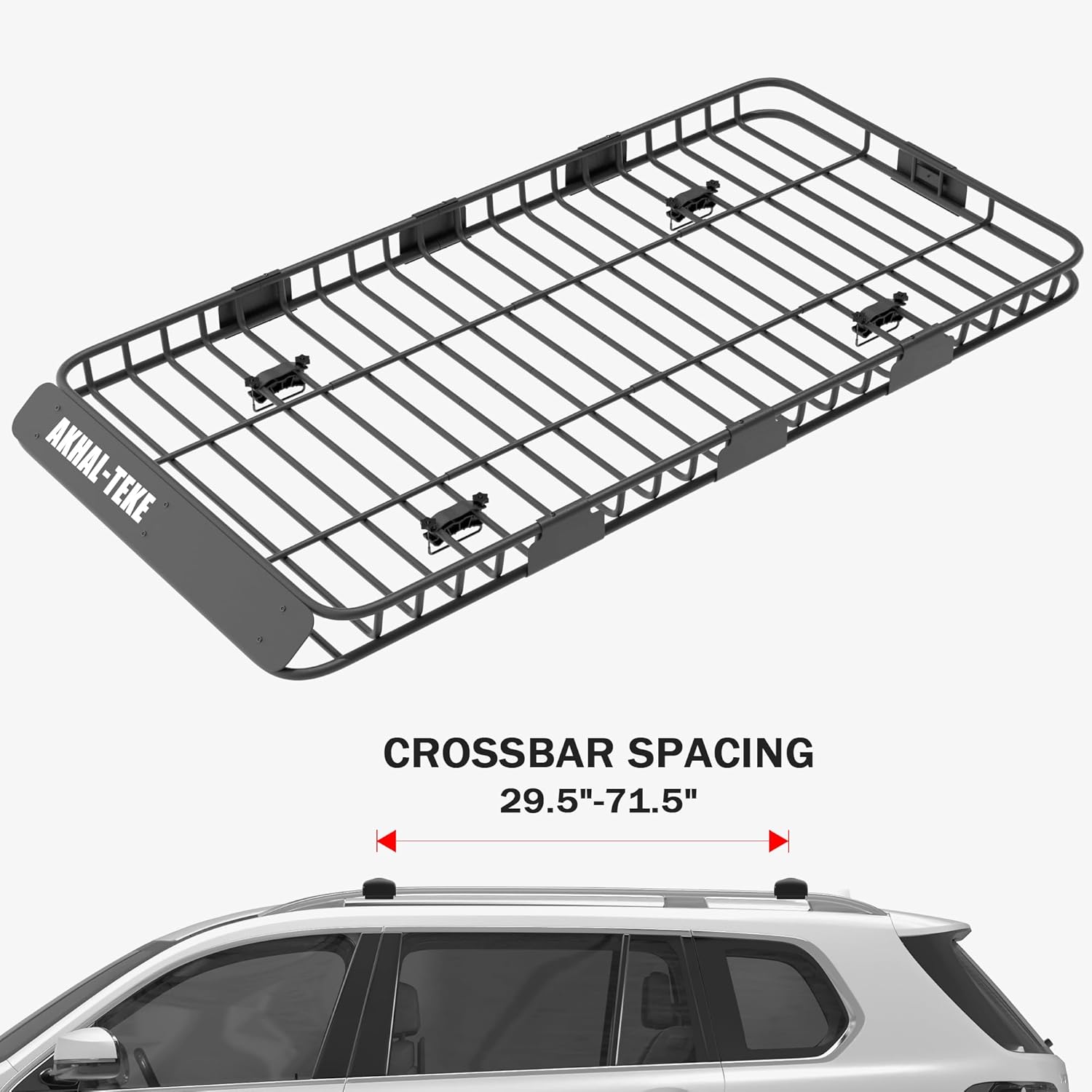 Roof Rack Basket, Upgraded 84"x 39"x 4" Roof Rack Cargo Carrier with 4' X 6' Super Duty Bungee Cargo Net, 2 pcs Ratchet Strap Fits for SUV Truck Cars