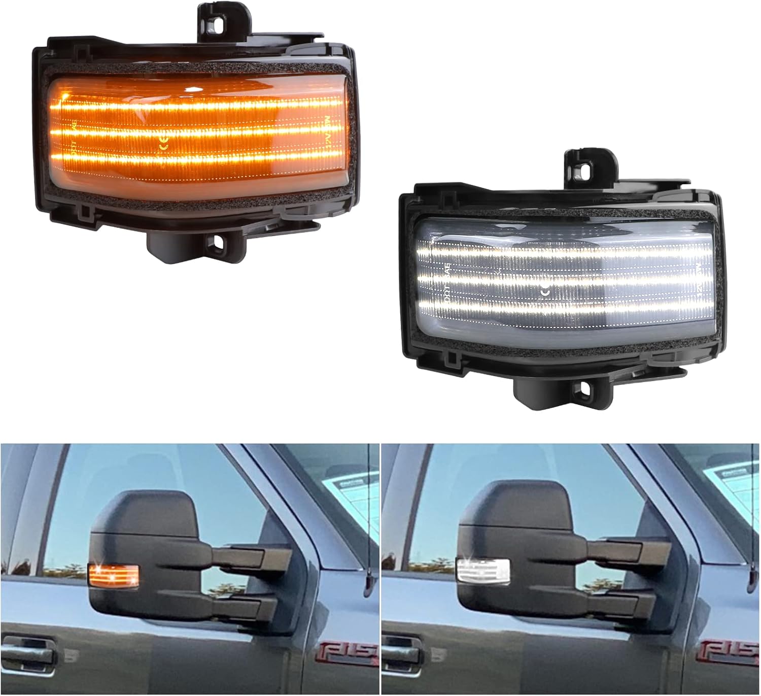LED Sequential Side Mirror Marker Lights Switchback Turn Signal Lamps