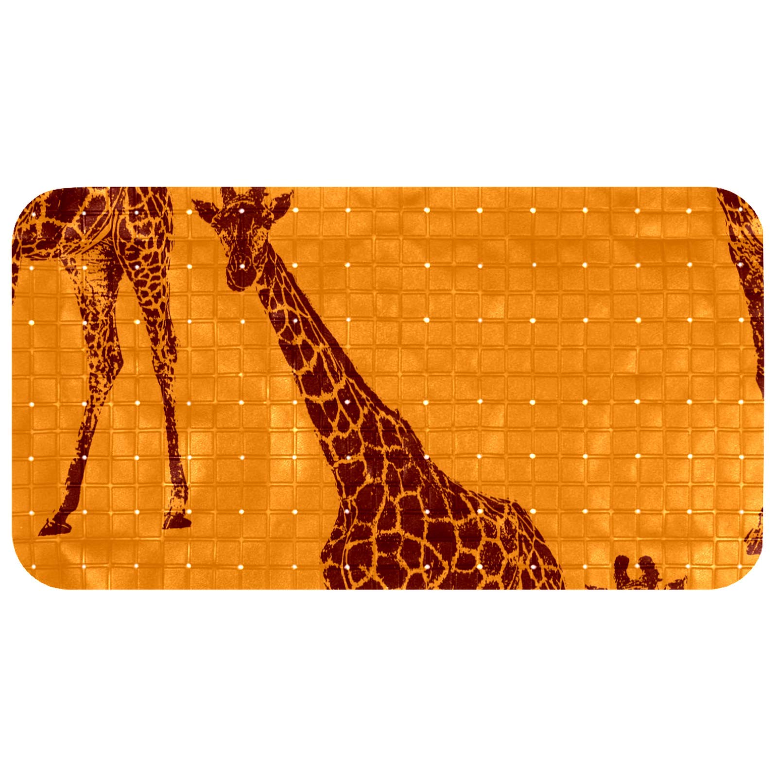 Tapis de bain girafe marron 68x37 cm avec ventouses et ventées