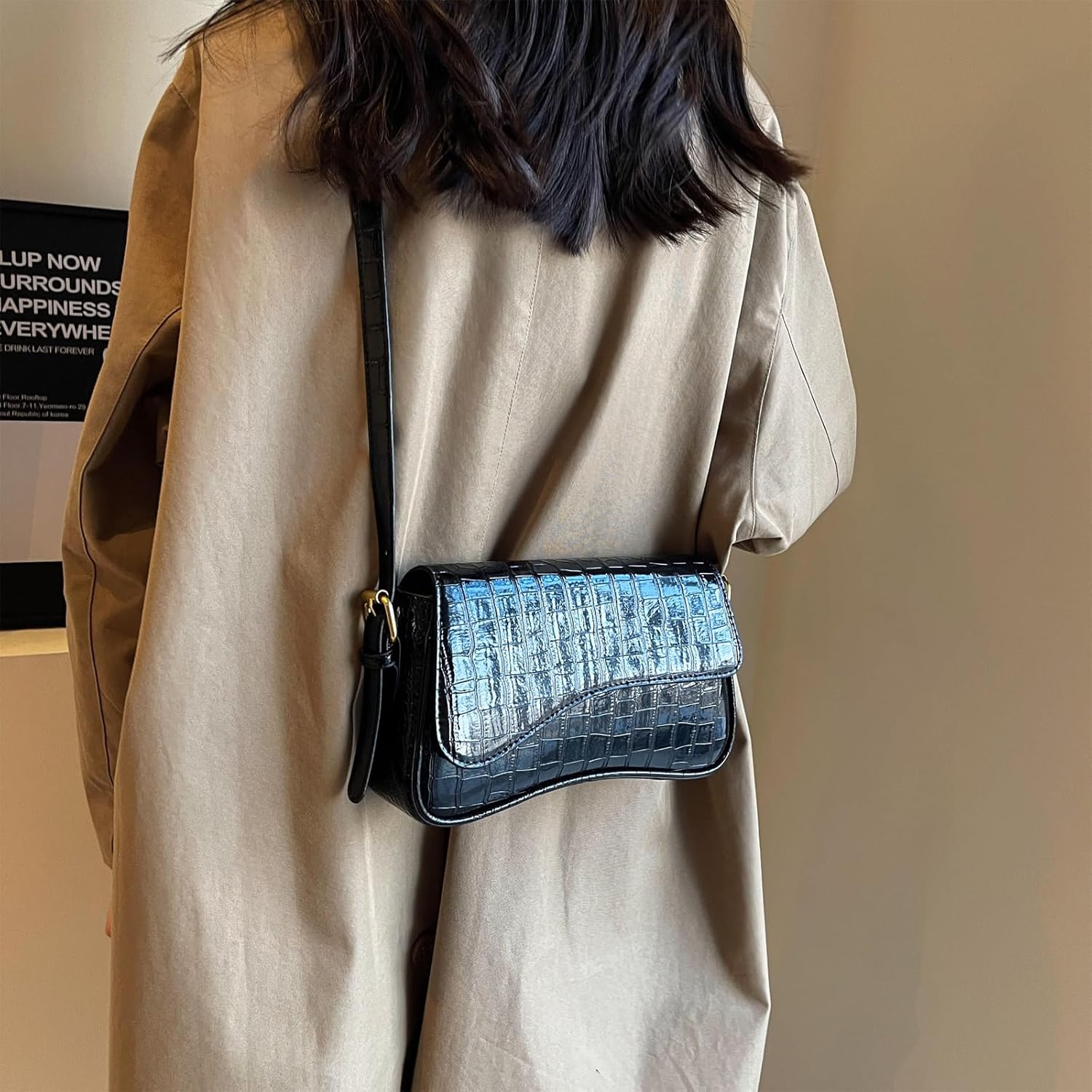 PU Leather Tote Bag for Women with 2 Removable Straps and Zipper Closure - Image 7