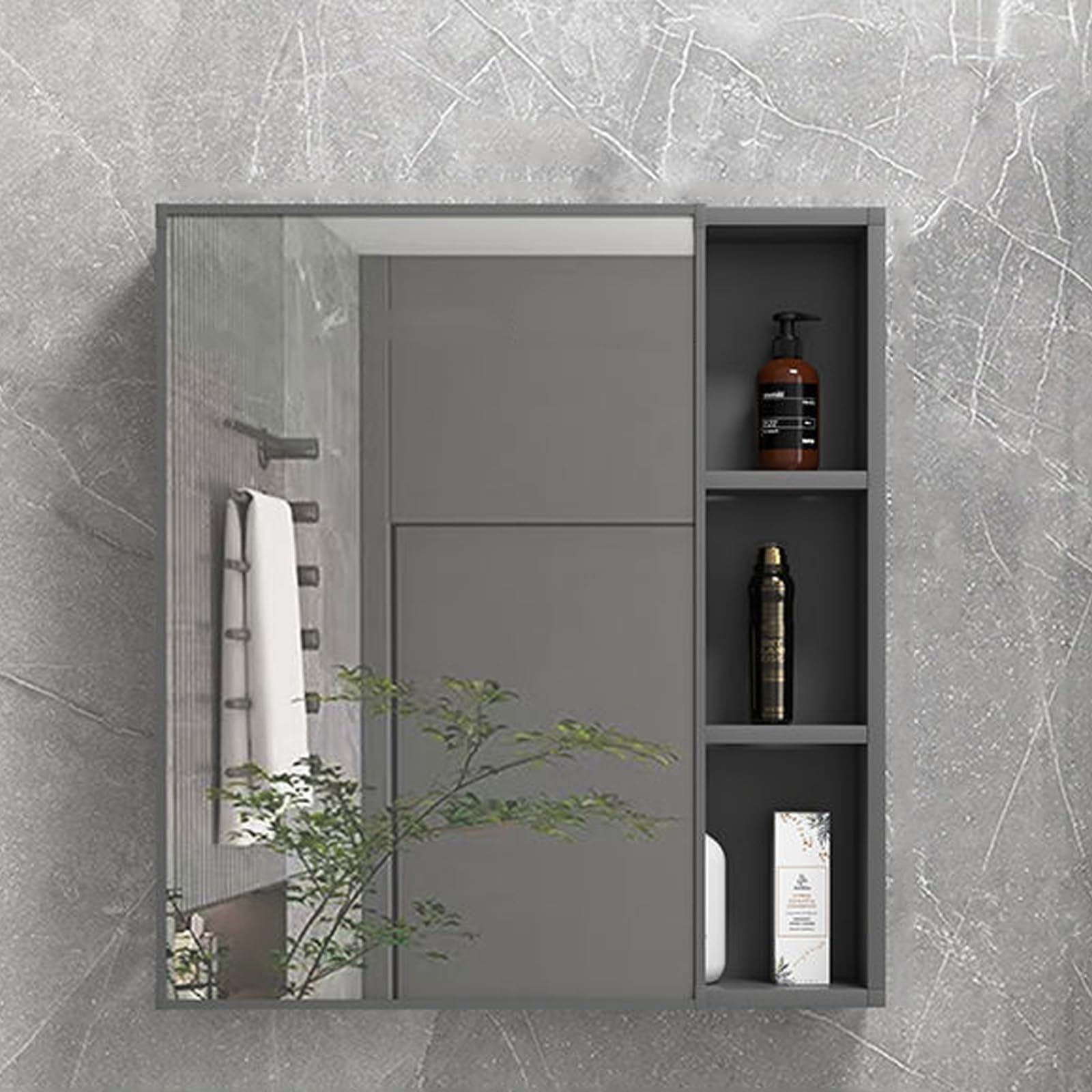 BKSXSOP Wall-Mounted Bathroom Cabinet with Mirror, High-Density Aluminum, Waterproof & Humidity-Resistant Storage nizer, Stylish Space-Saving Solution for Modern Bathrooms
