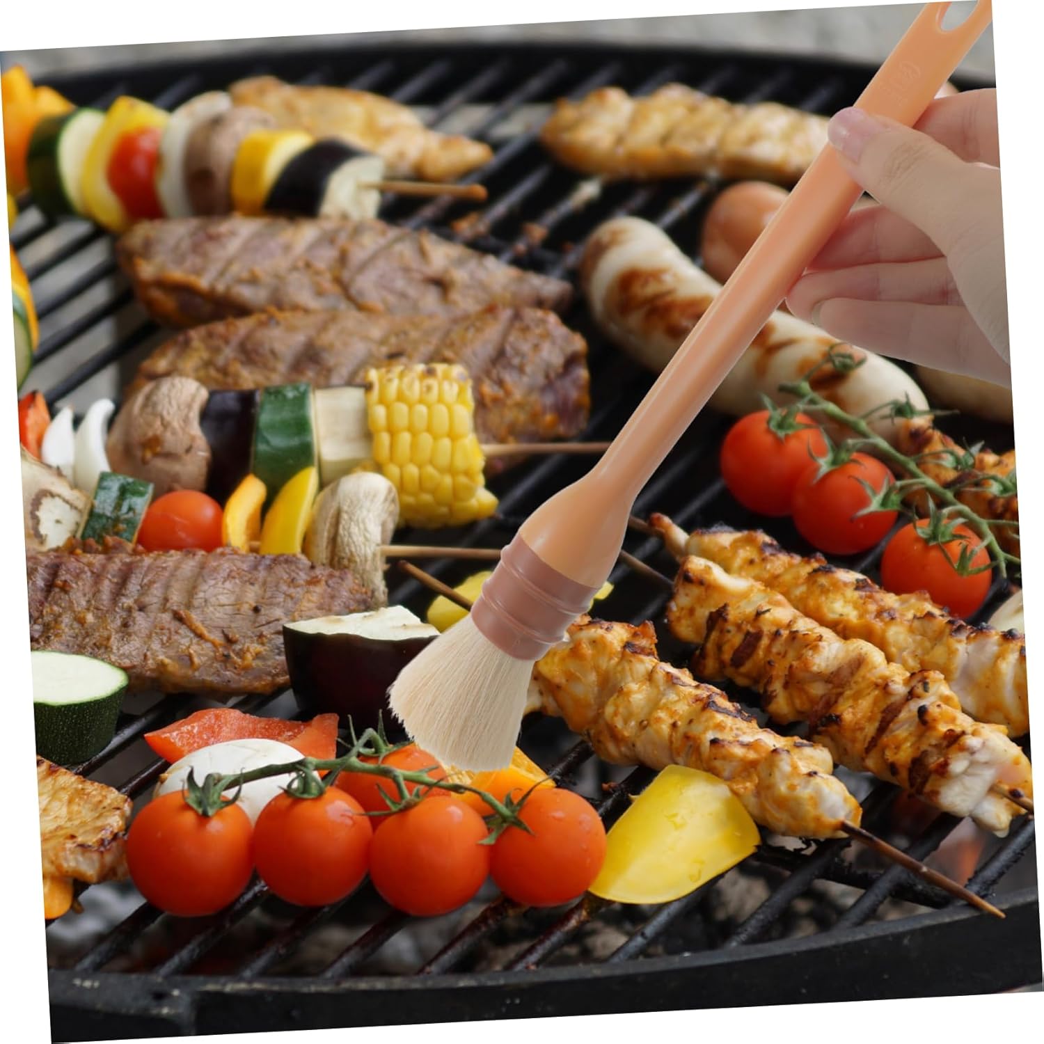 Yardwe BBQ Oil Brush Grill Pastry Spatula Basting Butter Food Brush Dish Holder Griddle Dispenser Barbecue Rack