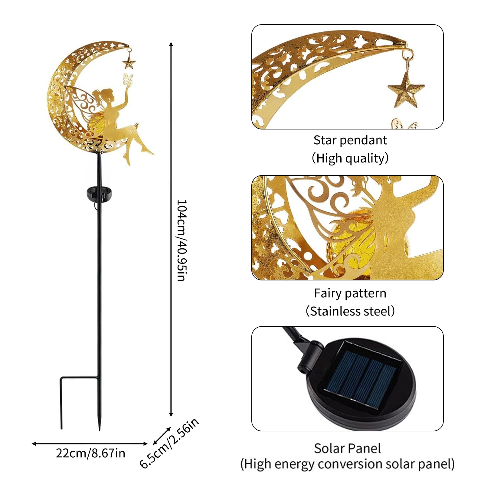 solarny dekoracje ogrodowe, lampa solarna dla ogrodu, elfów/wróżki kwiatów, wodoszczelna, aniołek metalowy, użycie na zewnątrz