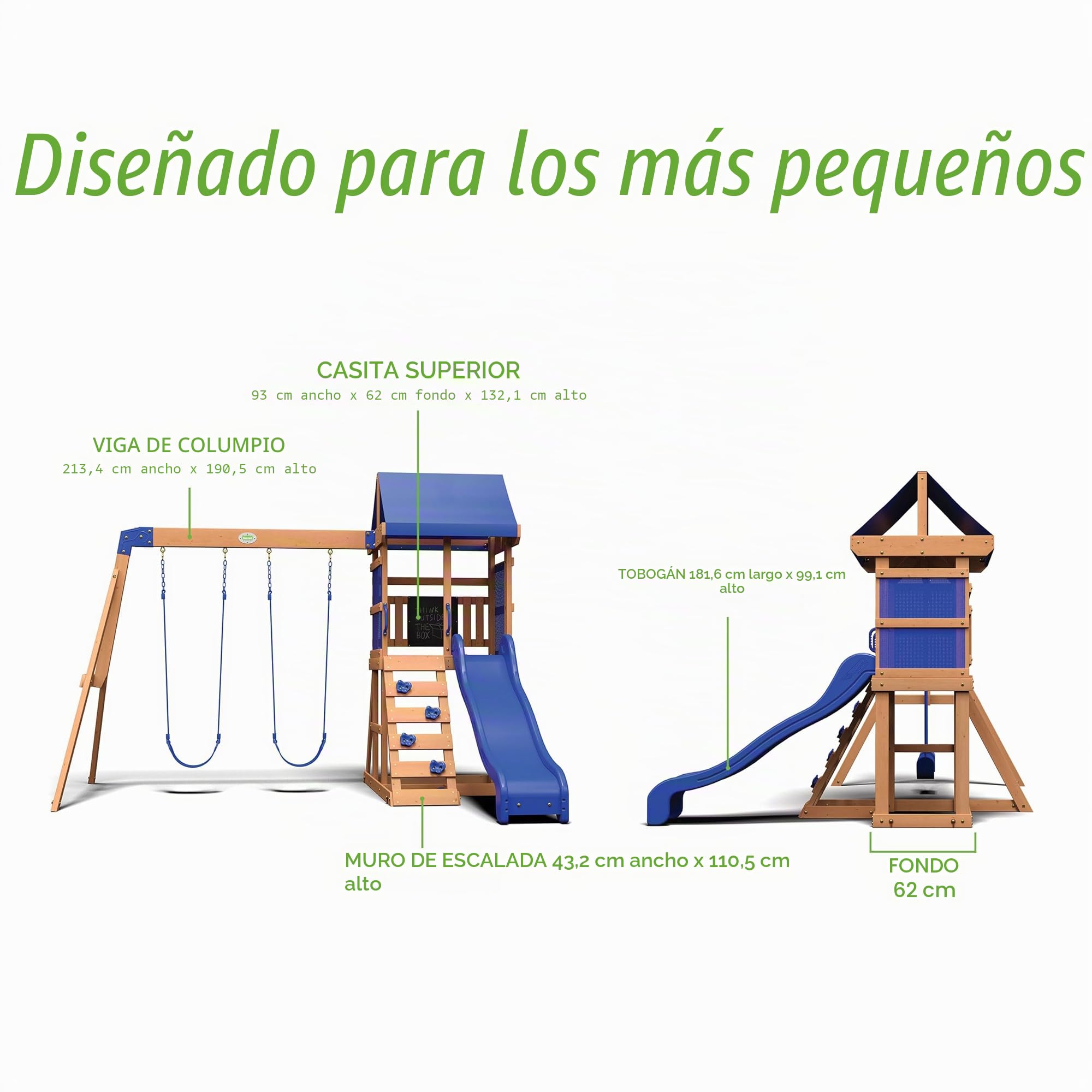 Backyard Discovery Aurora Casita Infantil Exterior Madera Casa Juguete XXL Columpios Tobogan Jardin 310 x 270 x 230 cm