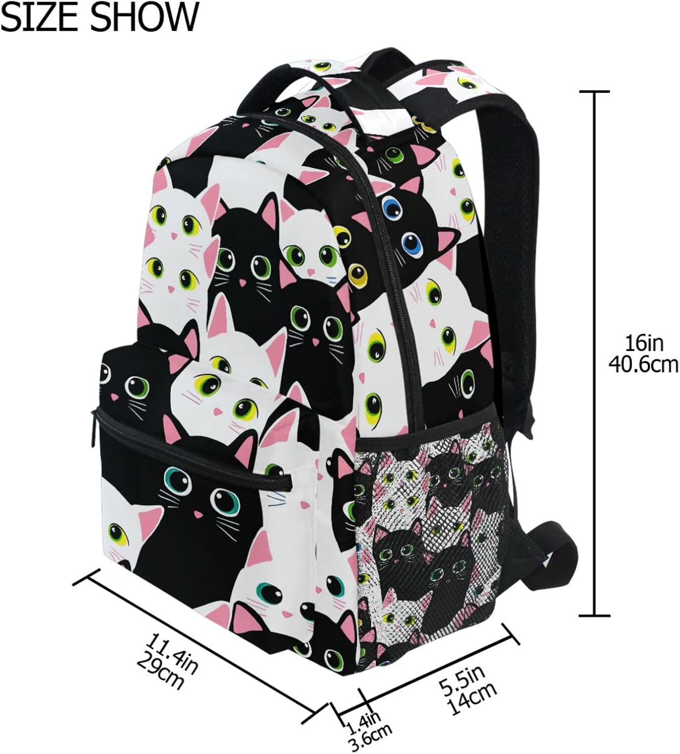 Cat Black Cartoon Backpacks for Girls Boys Kids School Bag image 4