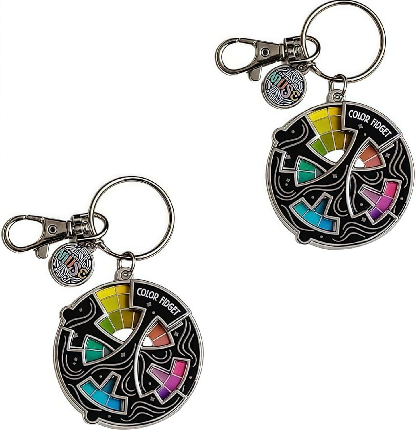 Color Fidget Wheel Keychain, 20 Hues Color Fidget Enamel with Interactive Wheel, Stress & Anxiety Relief Key Ring,Cute Enamel Wheel Gifts for Artists,Women,Men (Keychain 1pc)