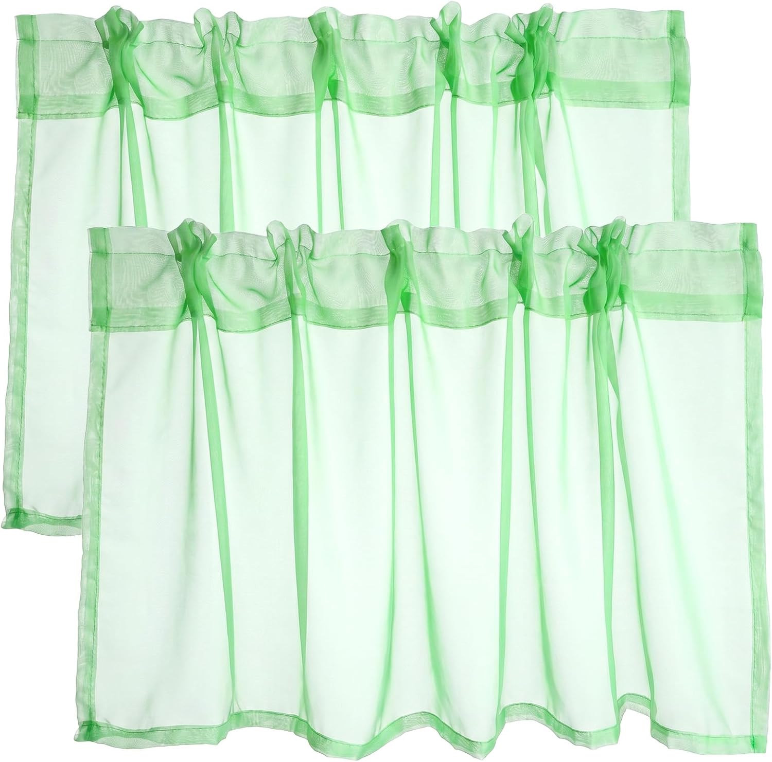 2PCS 52x18 in Half Sheer Kitchen Tier Curtain Valance Rod Pocket