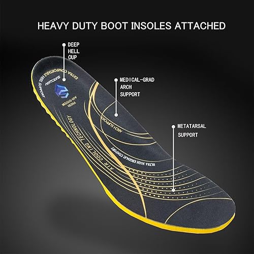 Miniatura 4 de SUREWAY Botas de trabajo impermeables de acero para hombre, zapatos de trabajo de cuero de grano completo, plantillas de memoria cómodas,