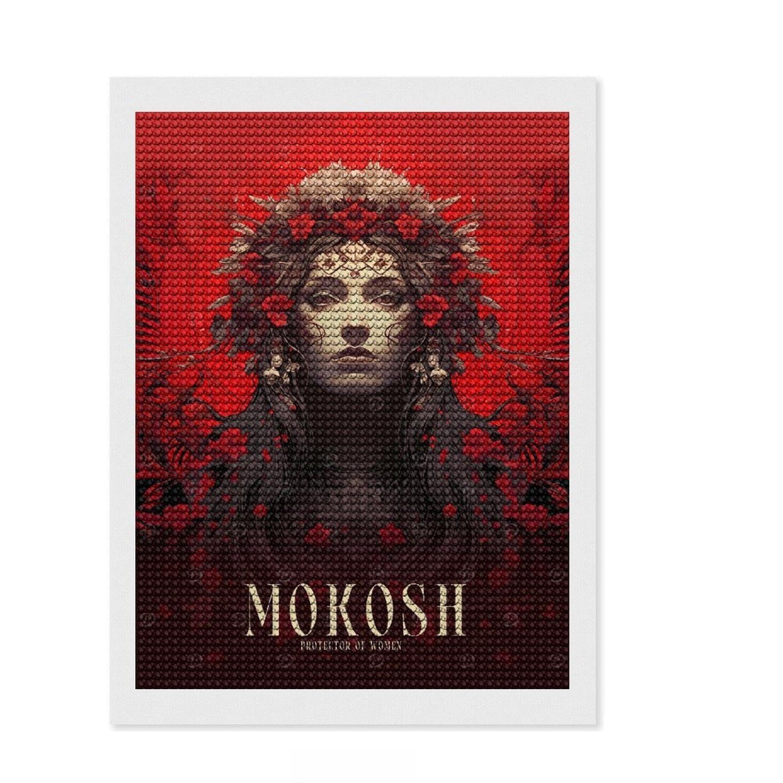 Junmoney Mokosh Portrait Diamond Art Canvas 12"x16", for Women, Simple to Start, Modern Decor, Gift Idea, Nice Detail and Sparkle