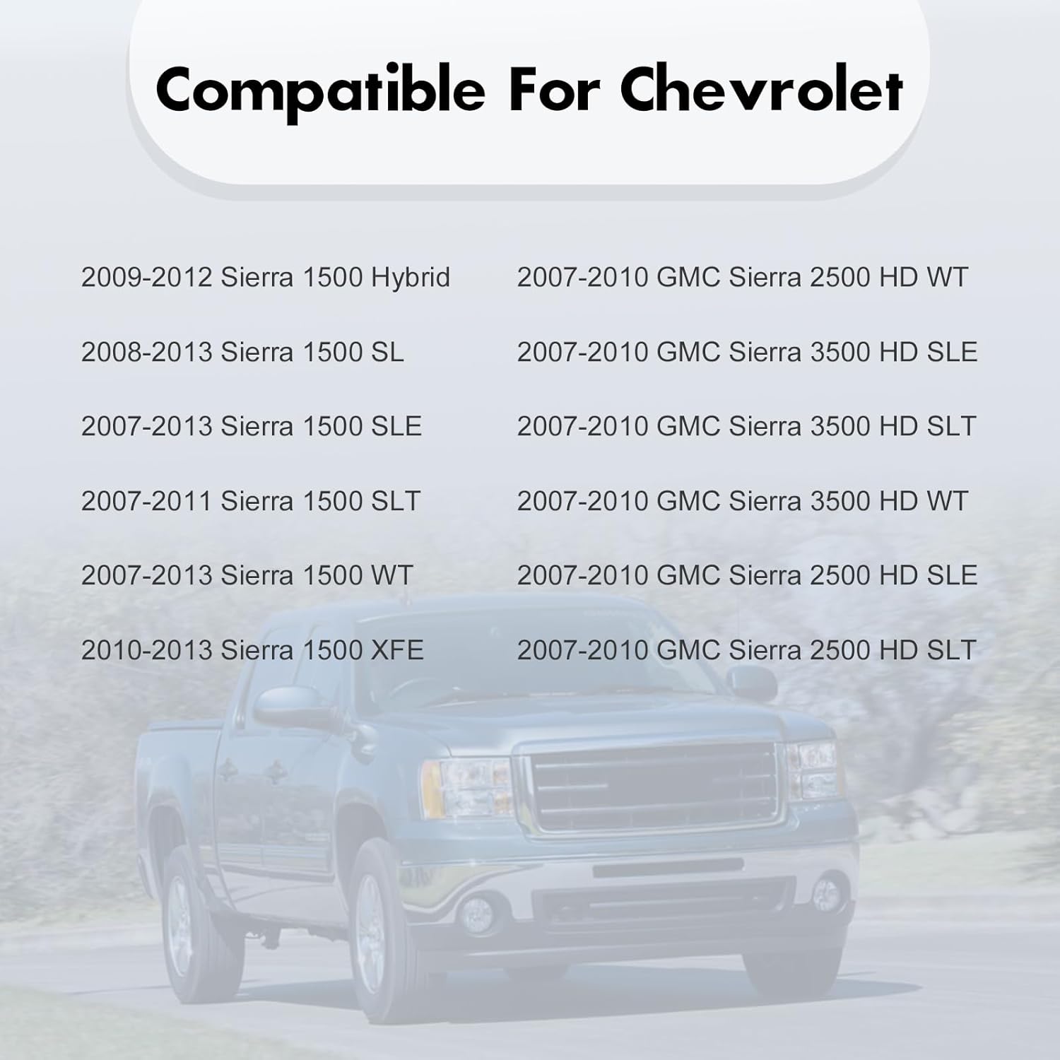 CarPartsDepot Front Grille Chrome Shell With Black Insert Compatible with GMC 2007-2013 Sierra 1500 & 2007-2010 Sierra 2500 HD 3500 HD GM1200573 25810704