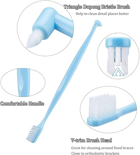 Miniatura 2 de Cepillo de dientes de ortodoncia de doble extremo, cepillo de dientes con ribete en V con pequeño ribete suave para limpieza de detalles de