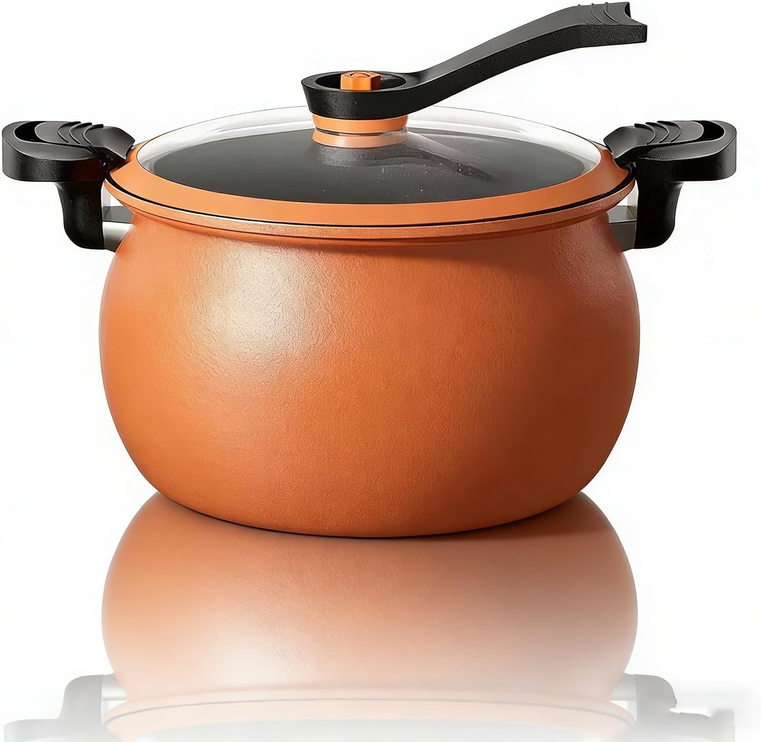 Micro Pressure Cooker, Multifunctional Large Capacity Non-stick Pressure Cooker, 8 Quart Cooking Pot with Anti-Scalding Handle & Visual Glass Lid for Stovetop (Orange)