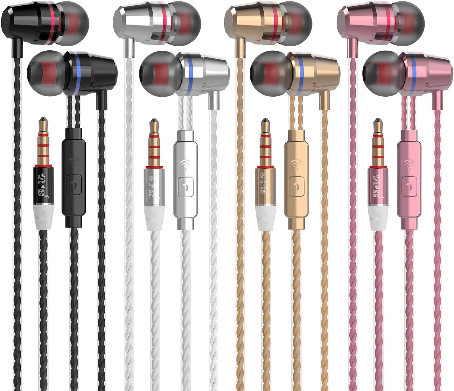（4C） in Ear Headphones with Microphone 3.5mm Earbuds for iPhone Samsung Smart Phones Android