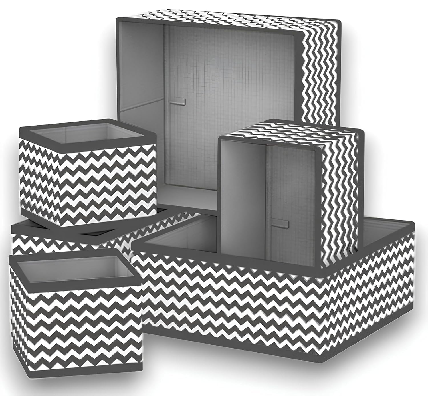 PulGos 6pcs Foldable Drawer Organizer for Home | Closet Storage Bins | Fabric Basket Boxes for Clothes, Wardrobe, Almirah & Cupboard | Undergarments & Accessories | Sturdy Fabric Organiser Set