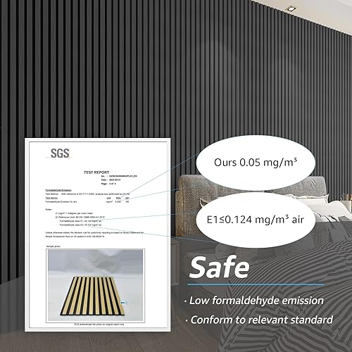 Miniatura 3 de Art3d Paneles acústicos de listones de madera de 4 piezas para decoración elegante y reducción de ruido, panel texturizado 3D para techo y pared,